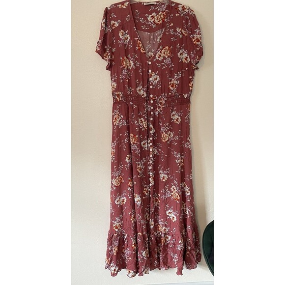 Rusttydustty long floral dress With Short Sleeves women’s size 3XL Mauve - Picture 1 of 6